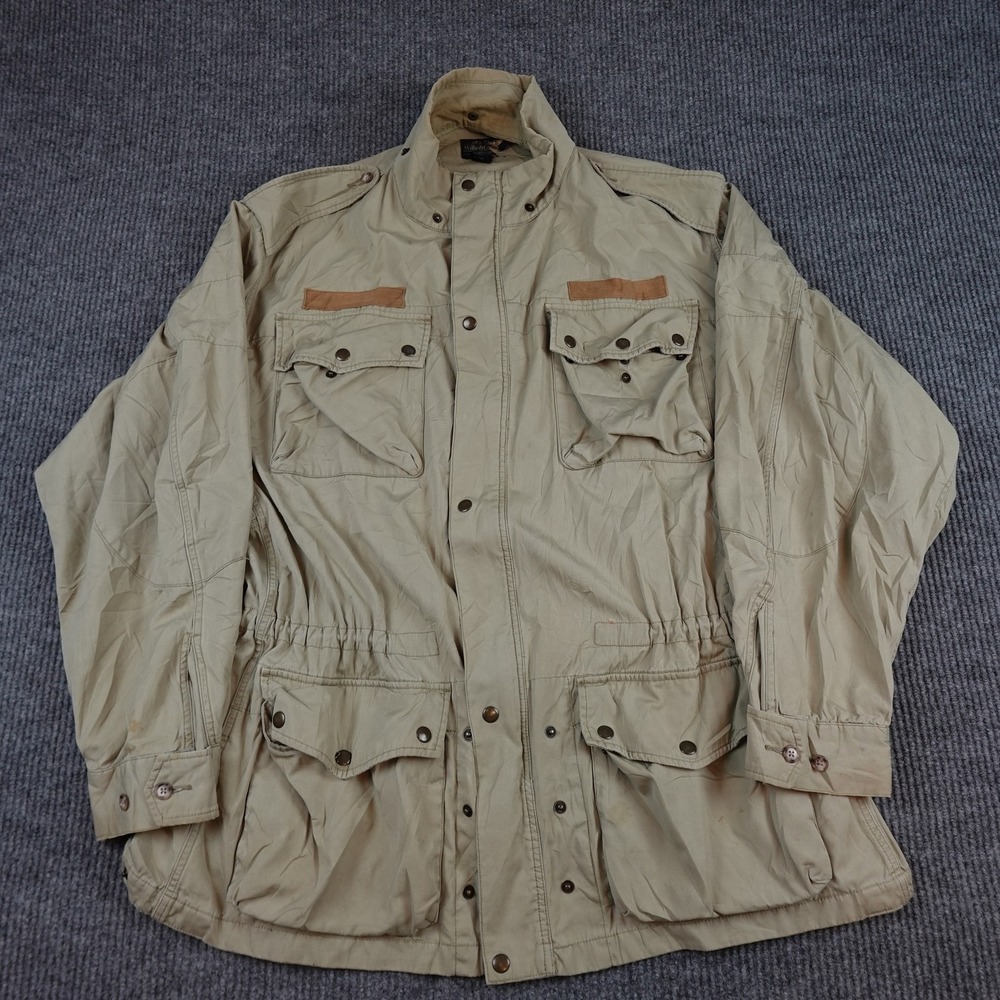 Vintage Willis & Geiger Bush Poplin Jacket Mens XL Beige Safari Hunting Outdoor